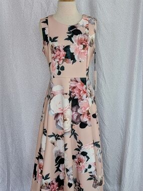 Calvin Klein Blush Pink Floral Midi Dress